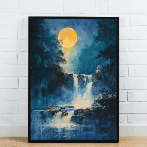Waterfall Under Full Moon Glow