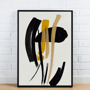 Abstract Brushstrokes in Black and Yellow