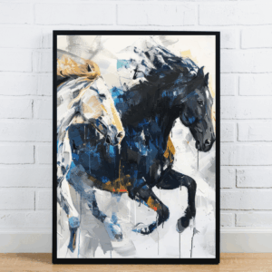 Blue And Gold Running Horses