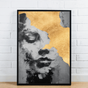 Abstract Portrait With Gold And Black Brushstrokes