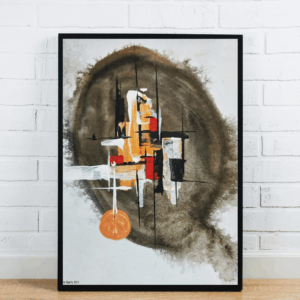 Abstract Modern Art On Brown Base