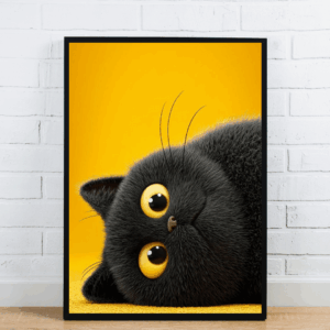 Curious Black Cat With Bright Yellow Eyes