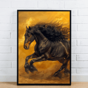 Majestic Black Horse Galloping