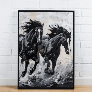 Running Black Stallions Artwork