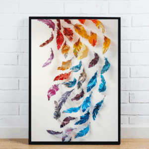 Cascading Rainbow Feathers