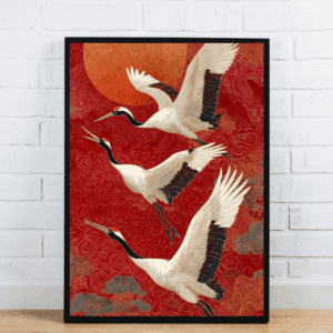 Crane Birds Flying Art