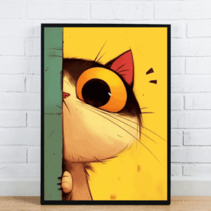 Curious Cat Peeking Around Corner Digital Art