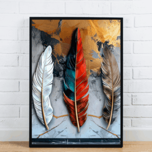 Colorful Metallic Feather Artwork