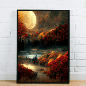Autumn Forest Moon View