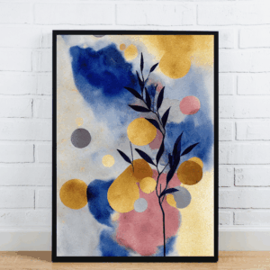 Gold And Blue Botanical Art