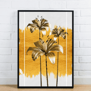 Golden Lilies Framed Art Print