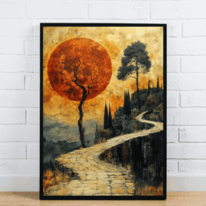 Golden Path Under Red Sunset