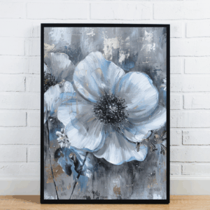 Elegant Blue And Grey Flower Painting