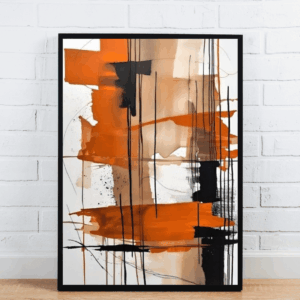 Abstract Orange and Black Wall Art