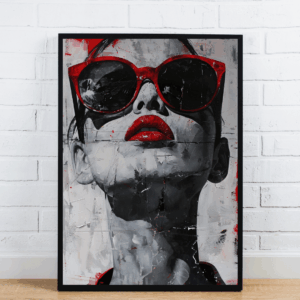 Modern Portrait of Woman with Red Sunglasses
