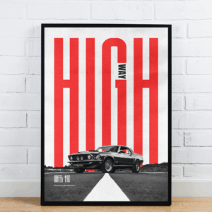 Classic Mustang Car Road Poster
