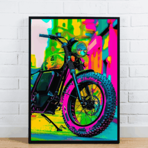 Neon Motorcycle With City Lights