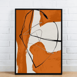 Orange Abstract Art With Scribbles