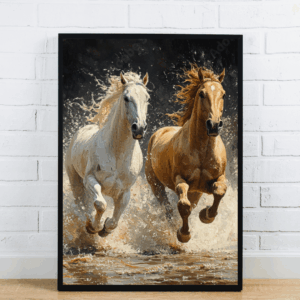 Running Horses Water Splash Painting