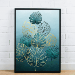 Tropical Leaves Gold And Teal Design