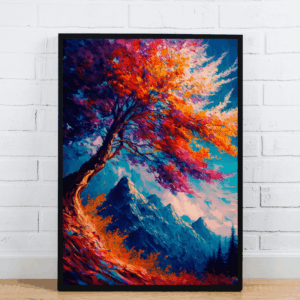 Colorful Tree on Mountain