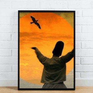 Whirling Dervish Dancing At Sunset With Bird